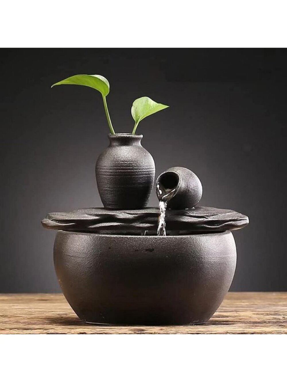 Indoor Ceramic Tabletop Fountain for Home Decor, Office Desk & Patio Accent